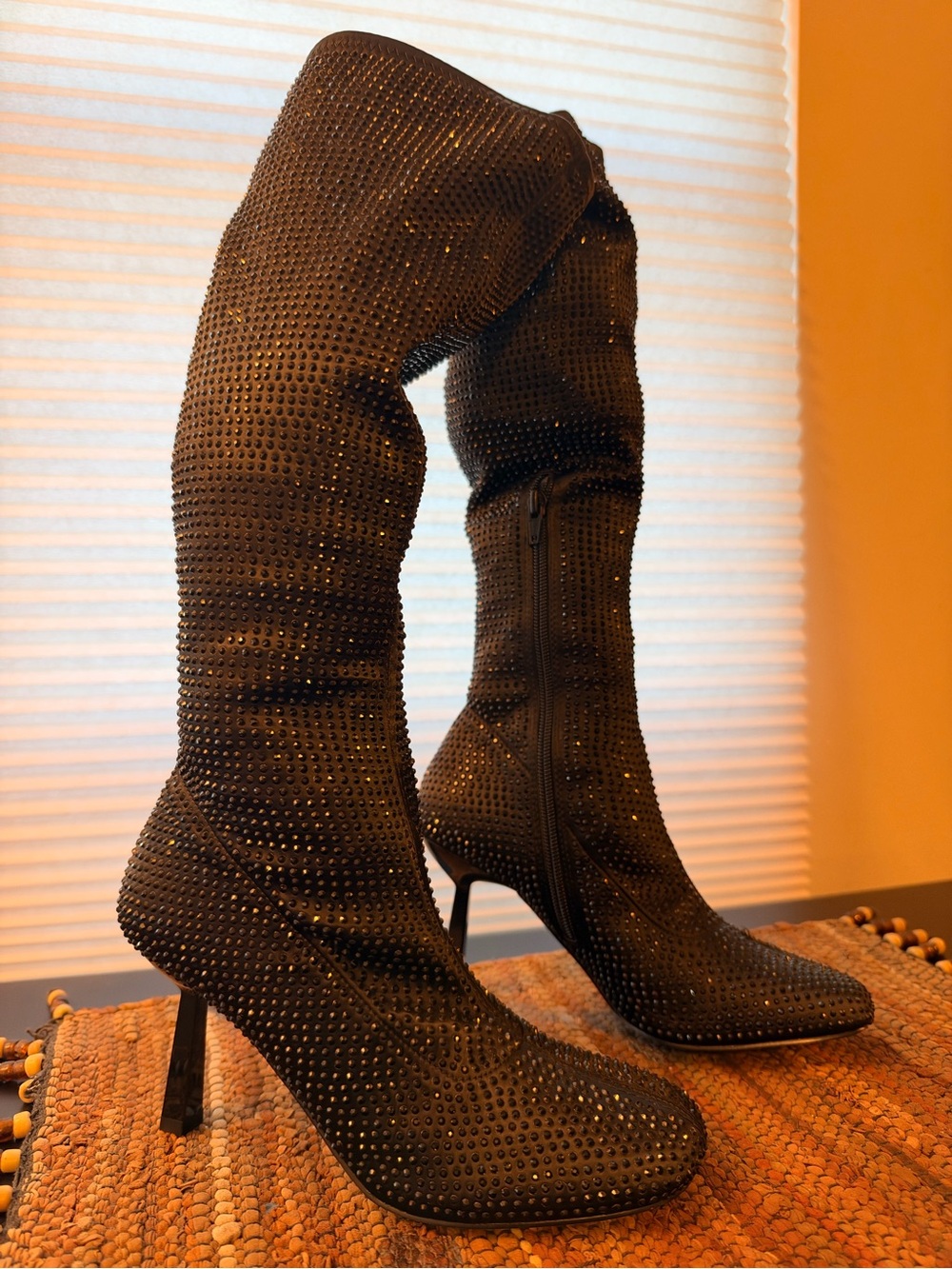 ASOS Black Studded Over-the-Knee High Heel Boots